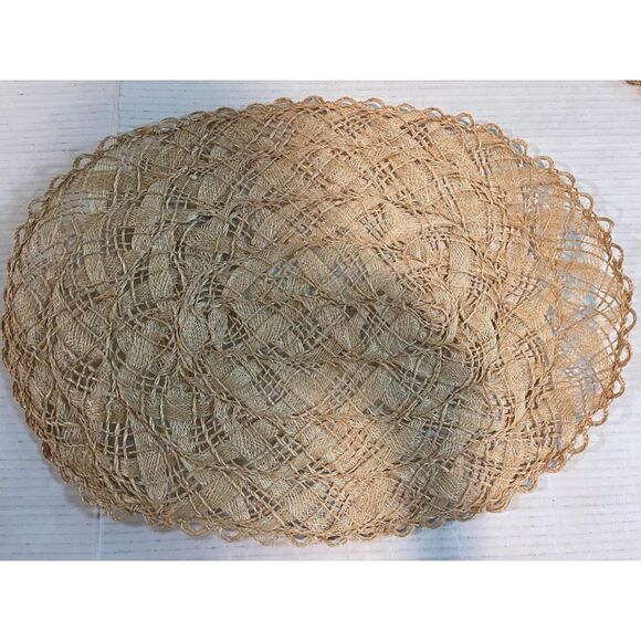 4 Vntg Sisal & Jute Woven Filigree Pattern Cottagecore Placemats 17.5" L x 13" W - Picture 1 of 3